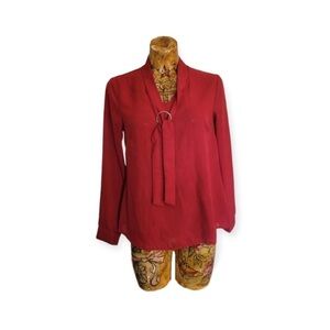 Iclosam blouse top burgundy medium tie